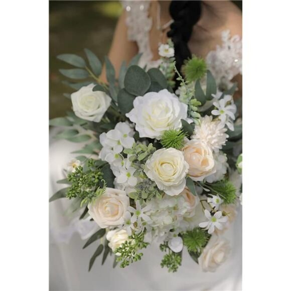 Artificial Flowers Combo Silk Mix Fake Flowers Leaf (Milk White) - Picture 4 of 6